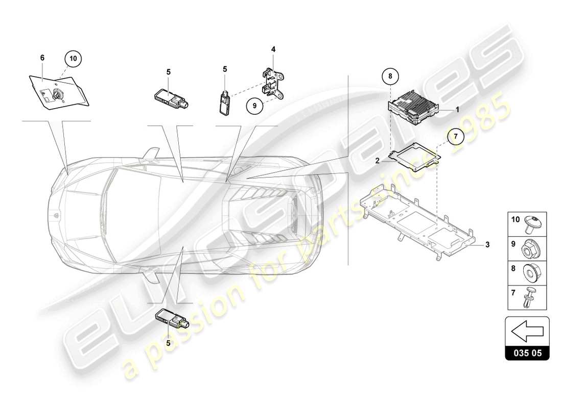 lamborghini evo spyder (2023) aerea diagramma delle parti