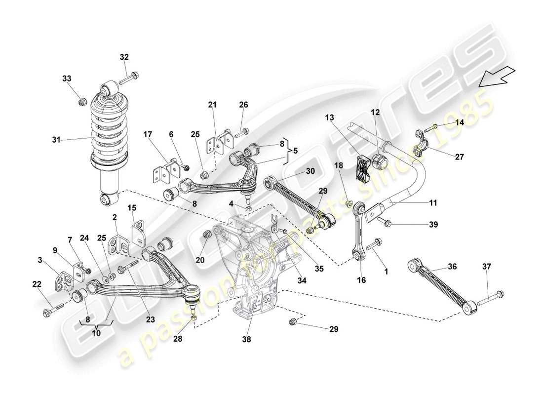 lamborghini lp560-4 coupe (2011) forcella posteriore diagramma delle parti