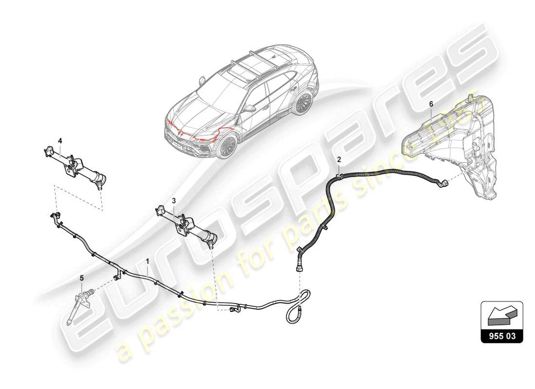 lamborghini urus (2020) schema delle parti del sistema rondella