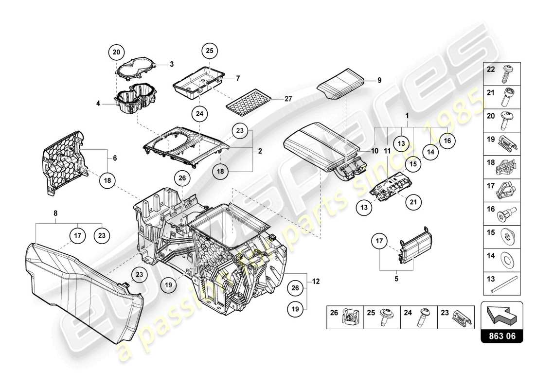 lamborghini urus (2020) bracciolo diagramma delle parti