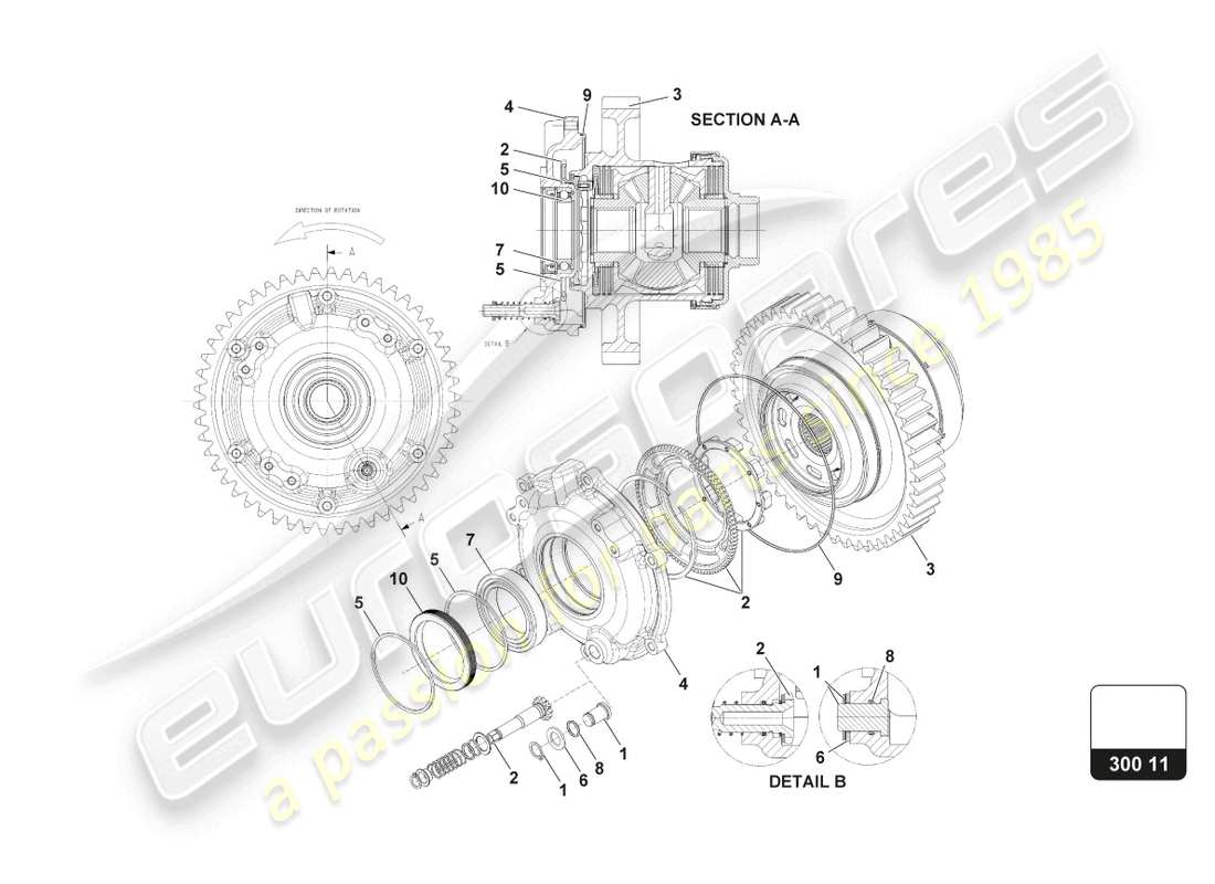 lamborghini super trofeo evo 2 (2022) diagramma delle parti del gruppo differenziale