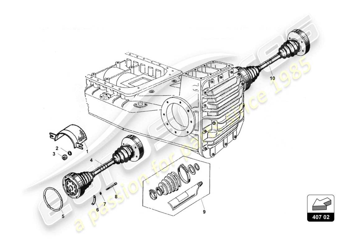lamborghini countach 25th anniversary (1989) albero di trasmissione e bracci anteriori schema delle parti