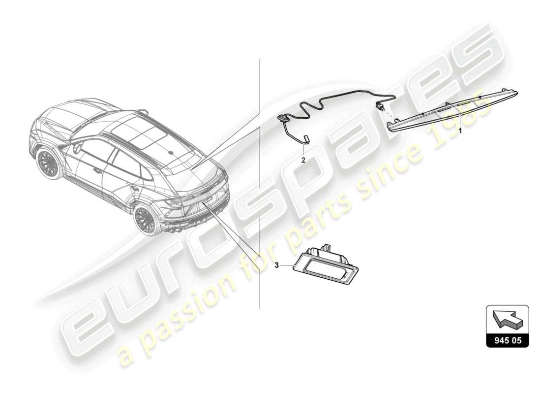 lamborghini urus (2020) luce stop aggiuntiva schema delle parti