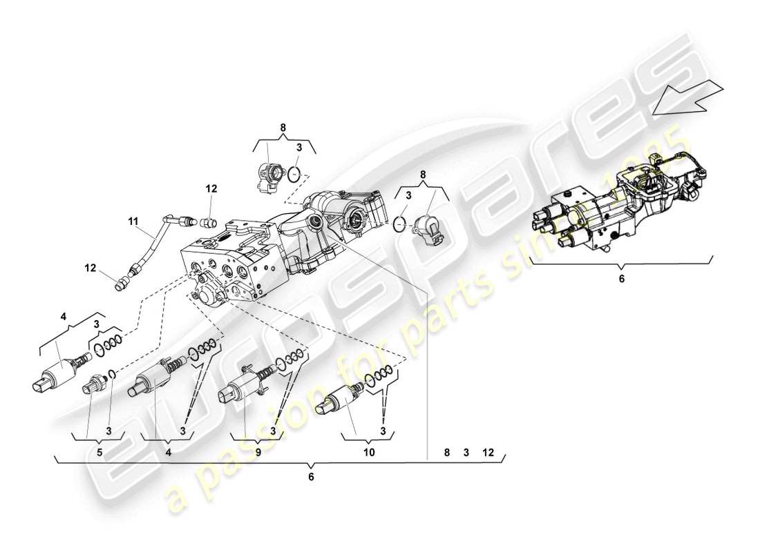 lamborghini lp570-4 sl (2012) diagramma delle parti dell'unità valvola