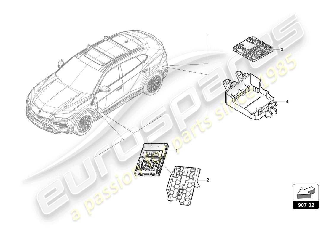 lamborghini urus s (2024) centralina alimentazione di bordo diagramma delle parti