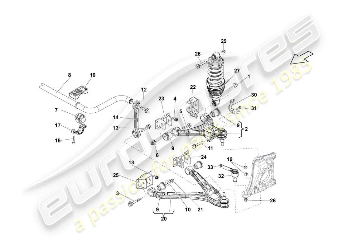 lamborghini blancpain sts (2012) schema delle parti assale anteriore