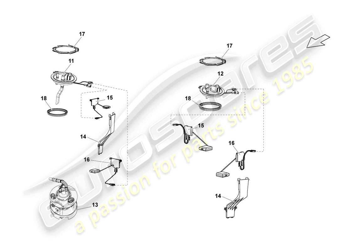lamborghini lp560-4 spider (2014) unità di erogazione carburante e sensore per indicatore carburante schema delle parti