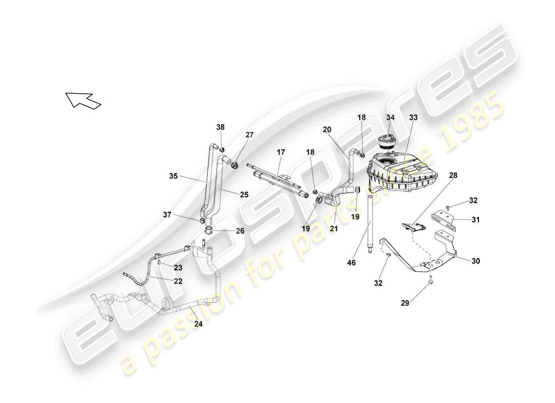 lamborghini lp560-4 spider (2014) diagramma delle parti del serbatoio