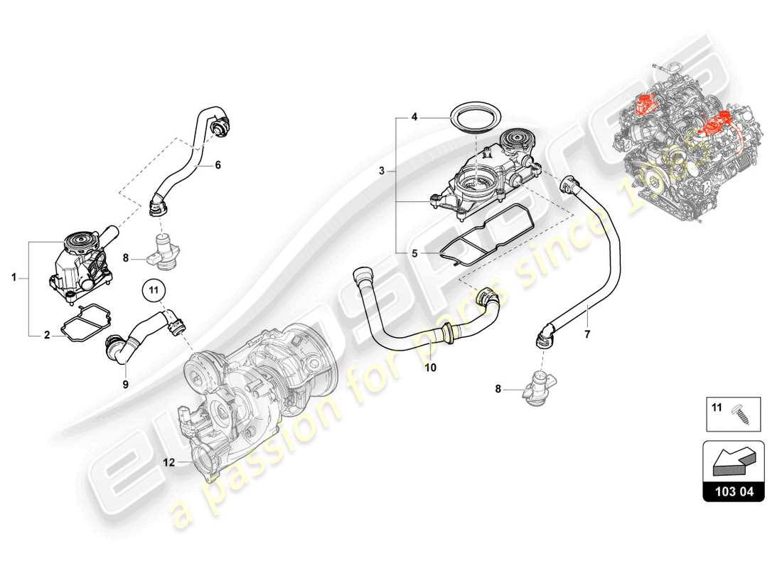 lamborghini urus (2019) ventilazione per blocco cilindri diagramma delle parti