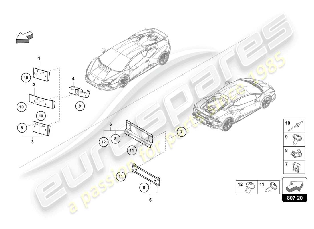 lamborghini tecnica (2023) portatarga diagramma delle parti