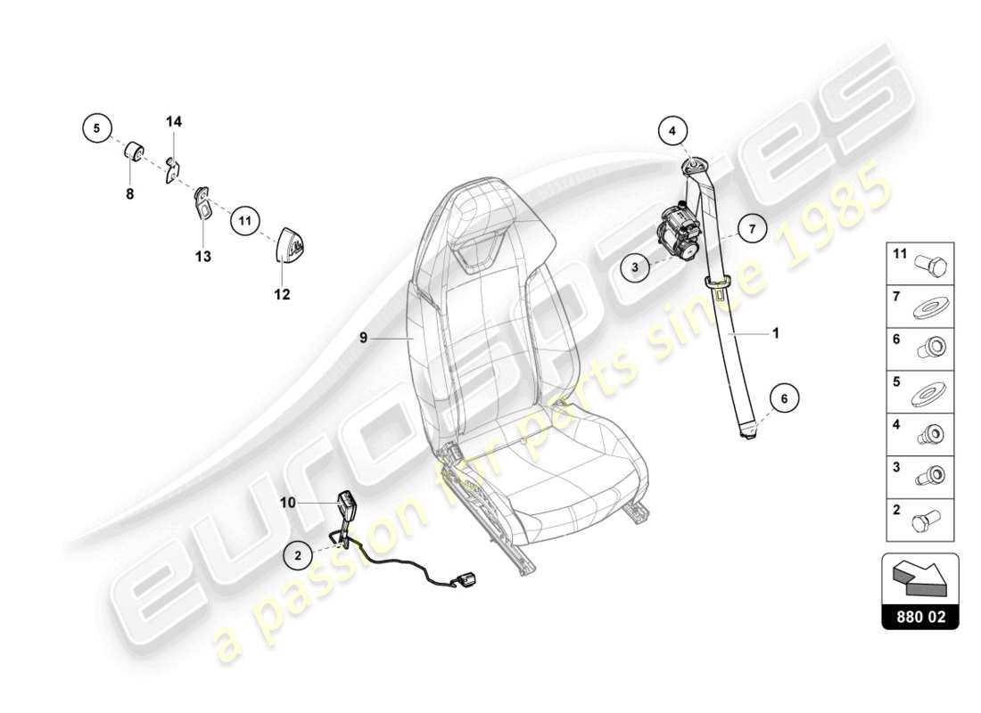 lamborghini sto (2024) cinture di sicurezza diagramma delle parti