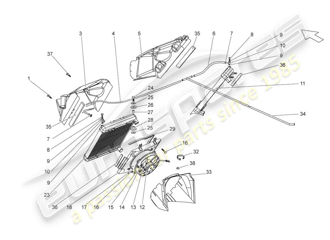 lamborghini gallardo coupe (2005) raffreddatore per liquido di raffreddamento diagramma delle parti