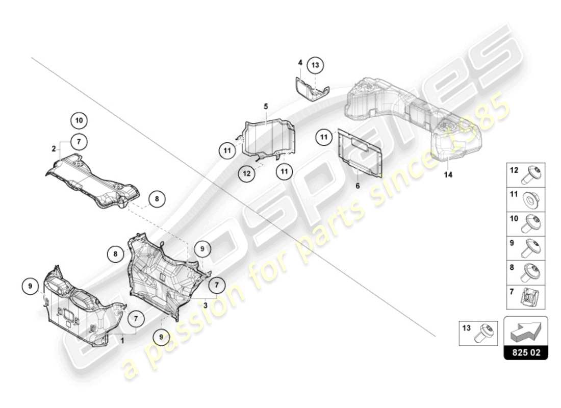 lamborghini revuelto coupe (2024) scudo termico diagramma delle parti