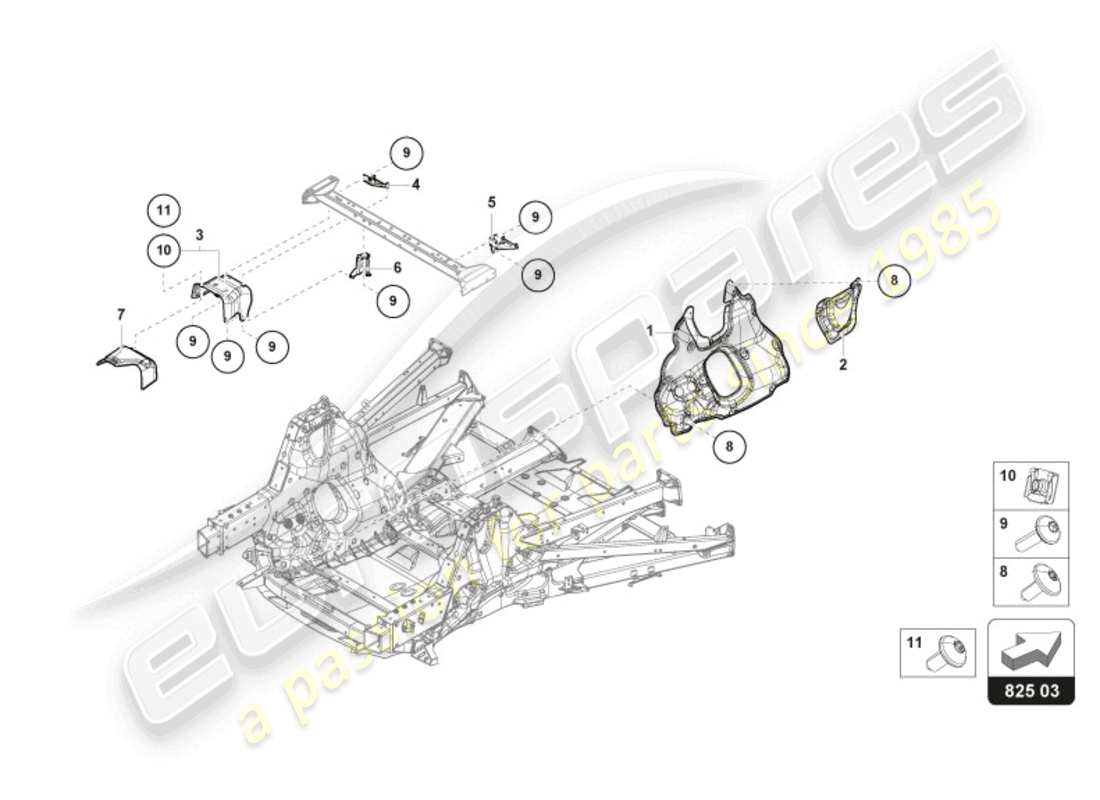 lamborghini revuelto coupe (2024) scudo termico diagramma delle parti