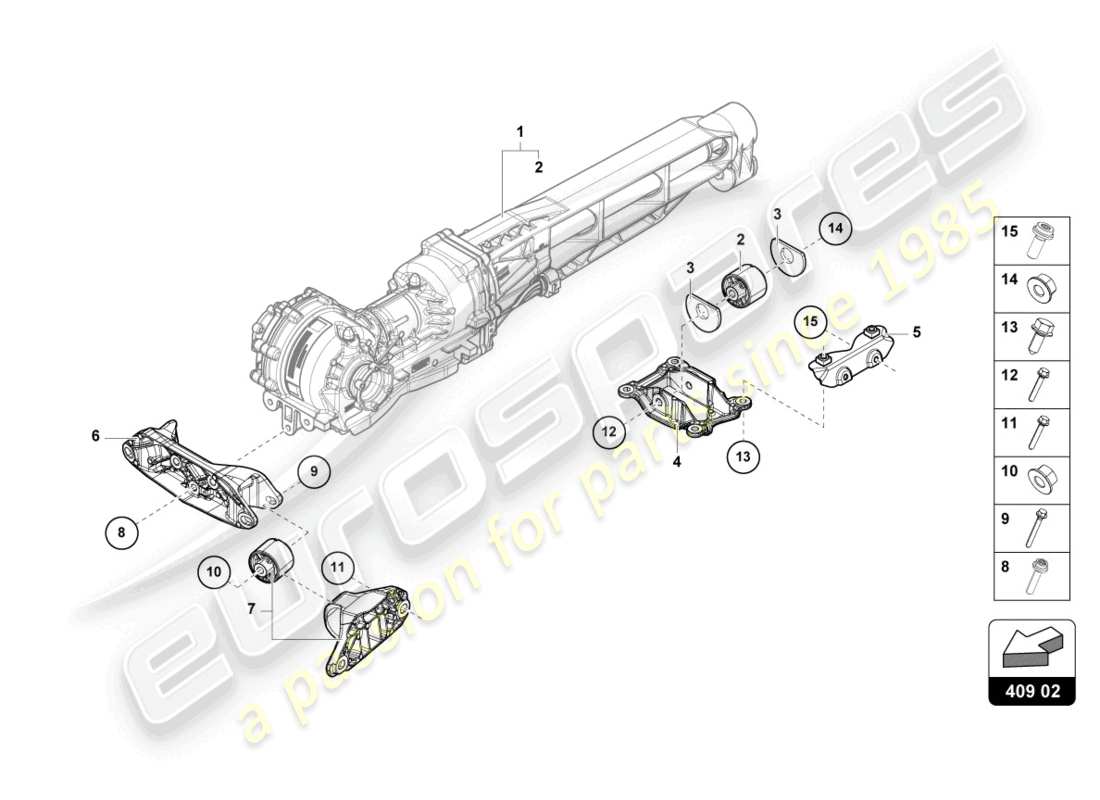 lamborghini sterrato (2024) supporto assale anteriore diagramma delle parti