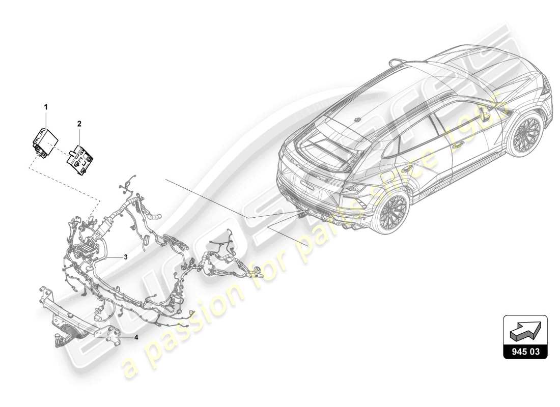 lamborghini urus (2020) parti elettriche per traino rimorchio schema delle parti