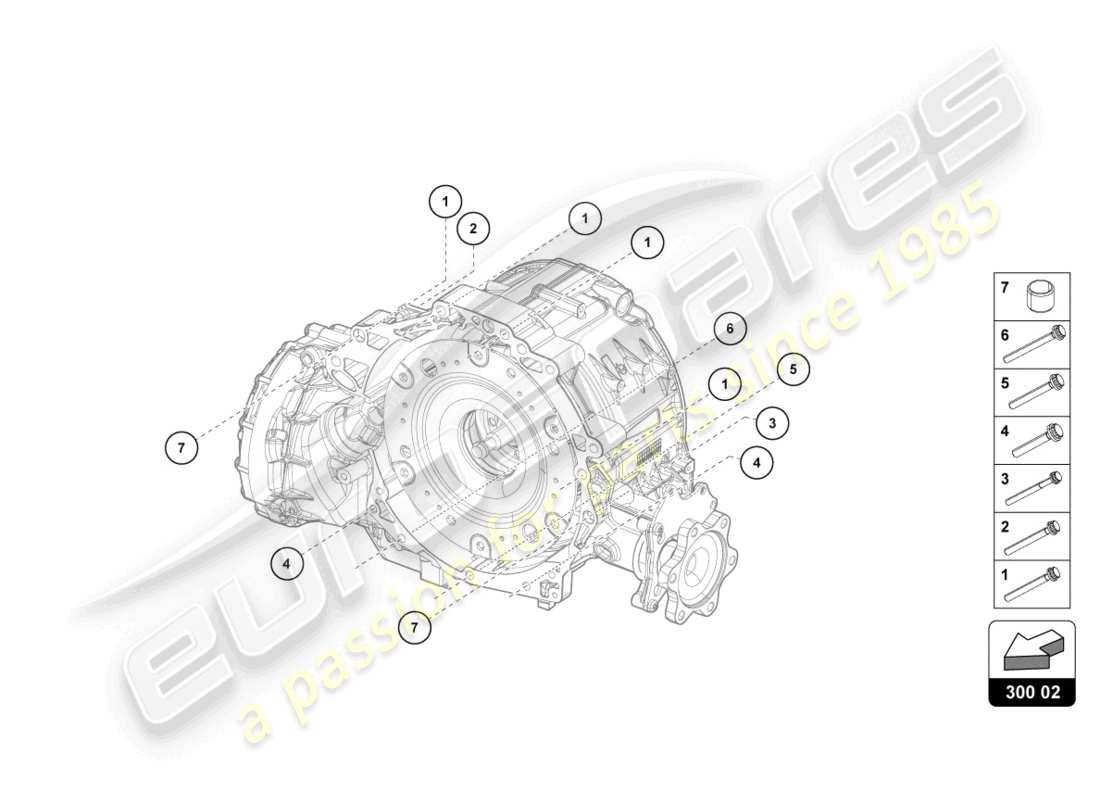 lamborghini urus performante (2023) parti di montaggio per motore e cambio 4.0 ltr. diagramma delle parti