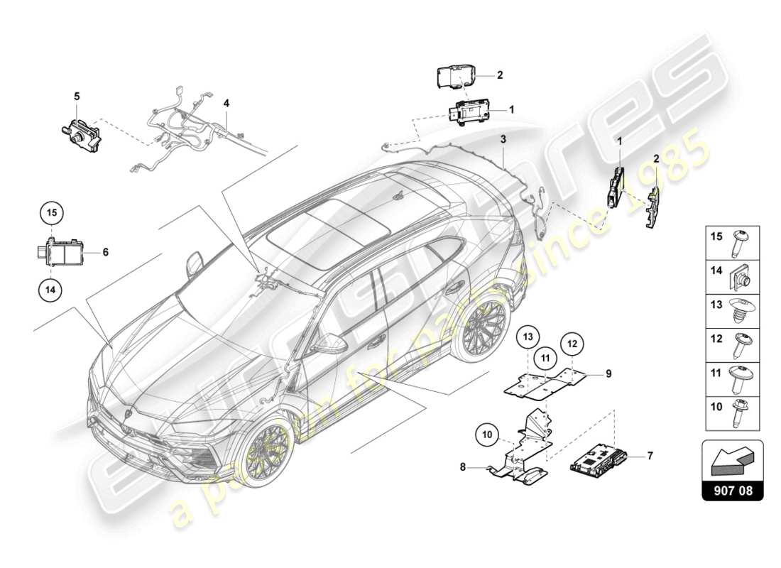 lamborghini urus (2020) centralina per assistenza al cambio corsia schema delle parti