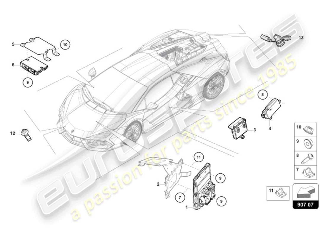 lamborghini revuelto coupe (2024) centralina alimentazione di bordo diagramma delle parti