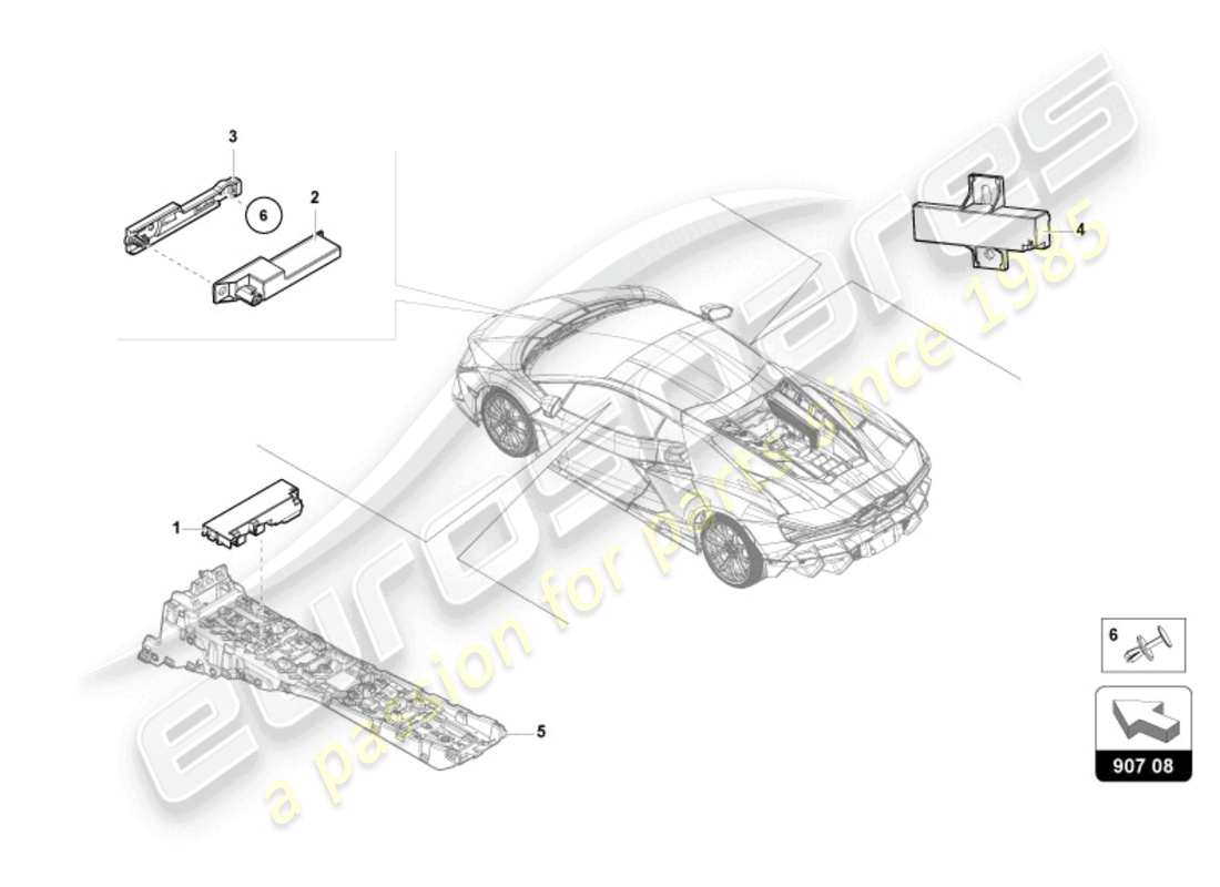 lamborghini revuelto coupe (2024) "accesso senza chiave (kessy)" diagramma delle parti