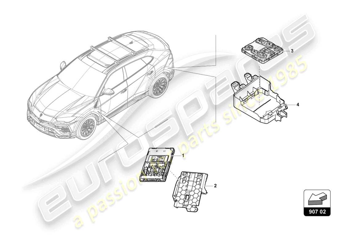 lamborghini urus (2020) centralina alimentazione di bordo diagramma delle parti