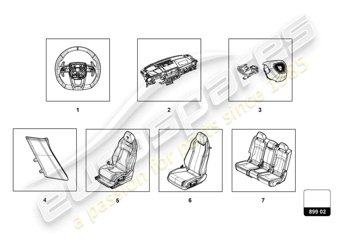 lamborghini urus (2020) attrezzatura del reparto assistenza diagramma delle parti