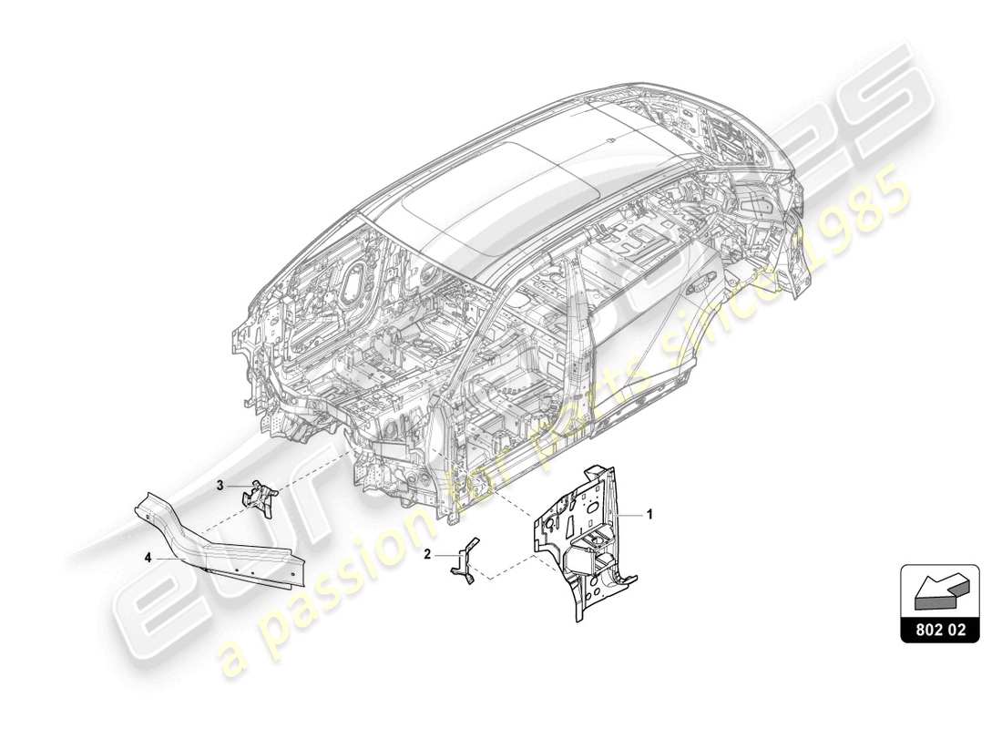 lamborghini urus (2020) parti componibili per la sezione laterale diagramma delle parti