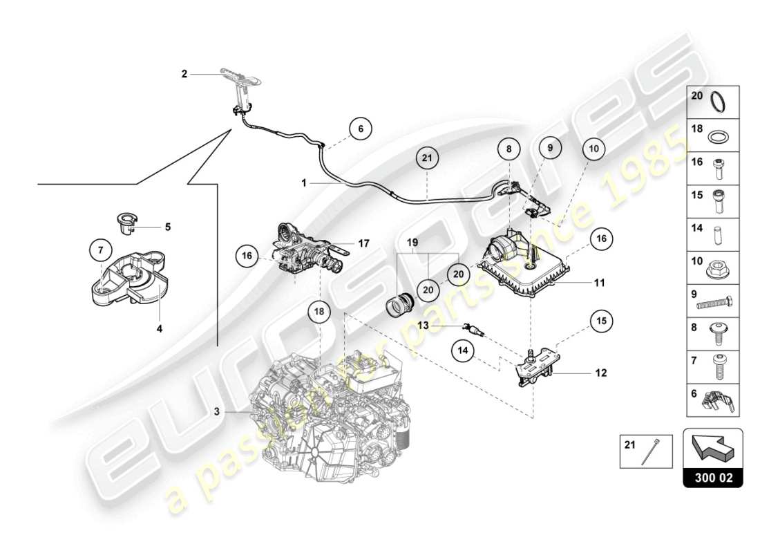 lamborghini tecnica (2023) leva di rilascio diagramma delle parti