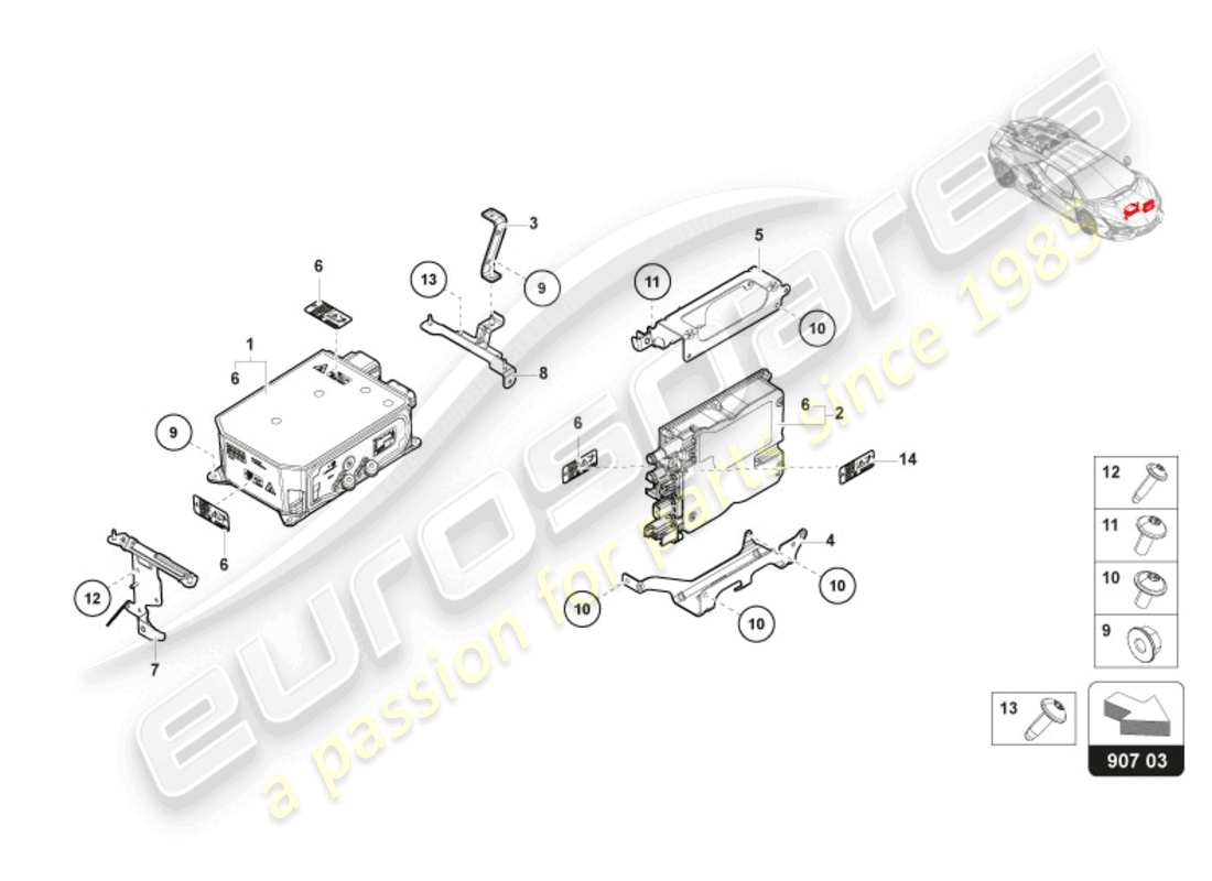 lamborghini revuelto coupe (2024) caricabatteria per batteria ad alta tensione schema delle parti