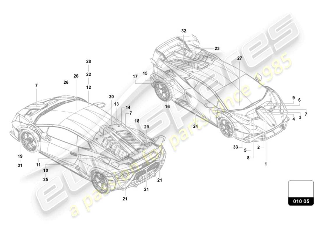 lamborghini 2023 (sto) iscrizioni/caratteri diagramma delle parti
