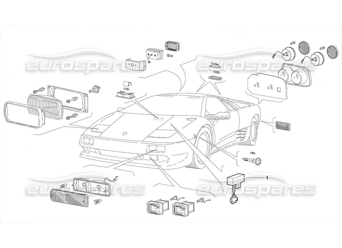 lamborghini diablo (1991) luci (valido per la versione per l'arabia saudita - ottobre 1991) diagramma delle parti