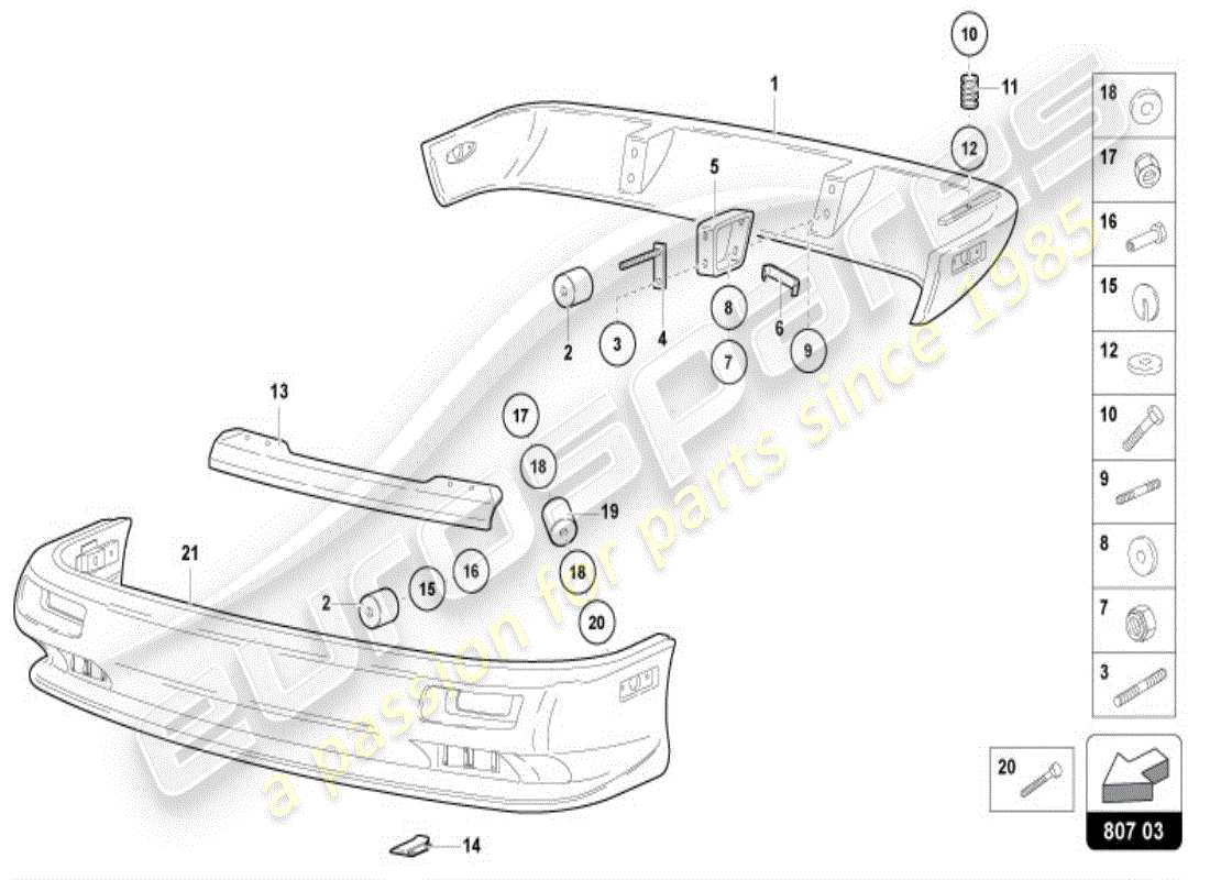 lamborghini diablo vt (1997) paraurti, schema delle parti complete