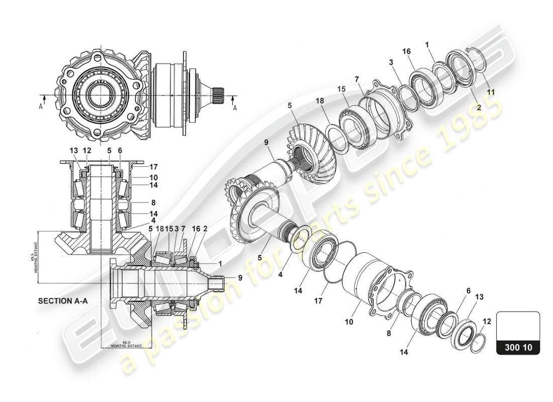 lamborghini 2018 (super trofeo evo) gruppo corona e pignone diagramma delle parti