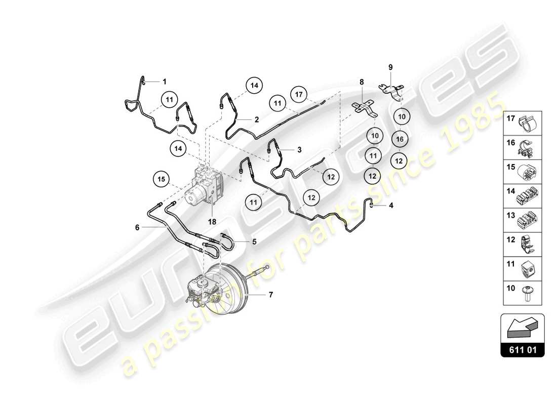 lamborghini 2024 (tecnica) diagramma delle parti linea freno