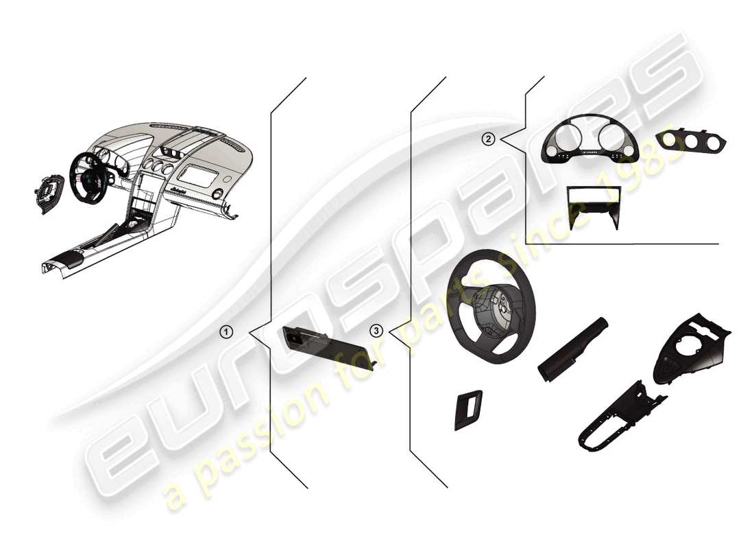 lamborghini superleggera (accessories) pacchetto retrofit in carbonio diagramma delle parti
