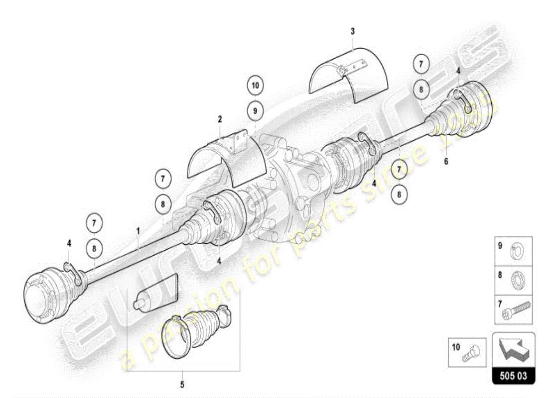 lamborghini diablo vt (1995) semiasse posteriore diagramma delle parti