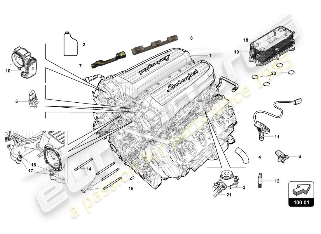 lamborghini super trofeo evo 2 (2022) schema delle parti motore completo