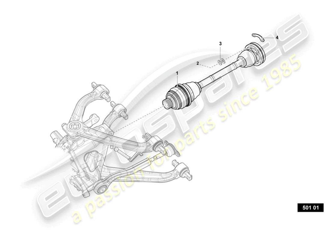 lamborghini super trofeo evo 2 (2022) diagramma delle parti dell'albero di trasmissione posteriore