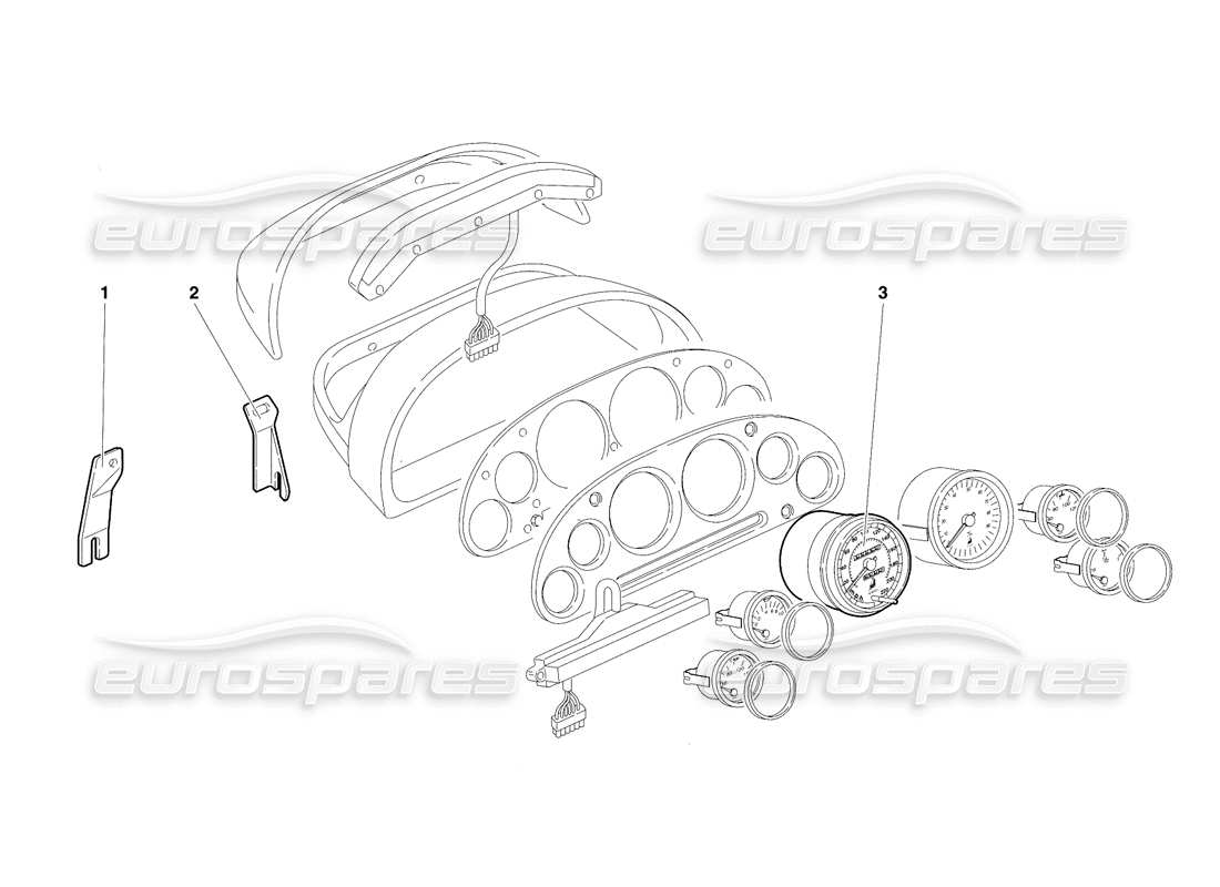 lamborghini diablo se30 (1995) diagramma delle parti degli strumenti del cruscotto (valido per la versione rh d. - gennaio 1995).