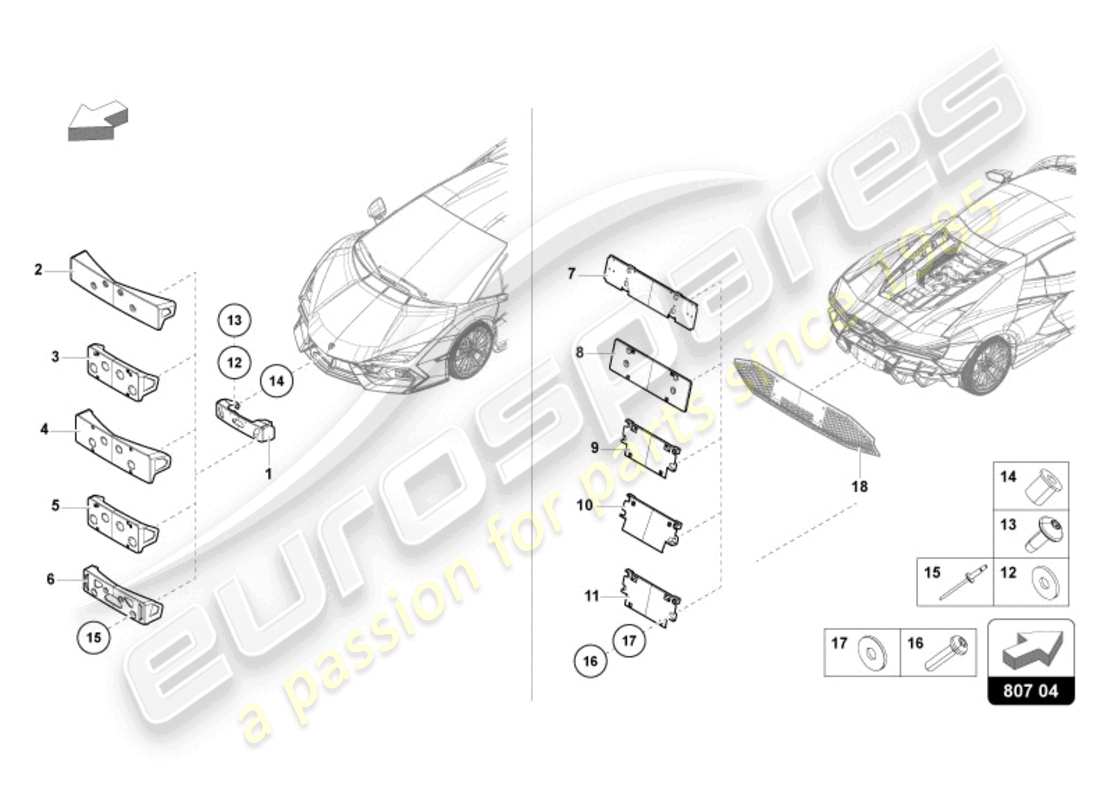 lamborghini revuelto coupe (2024) portatarga diagramma delle parti