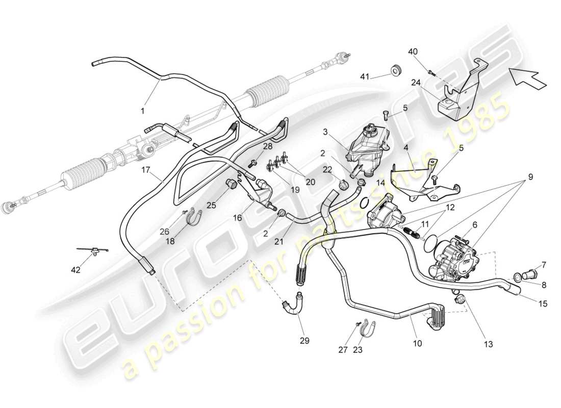 lamborghini gallardo spyder (2006) schema delle parti della scatola dello sterzo