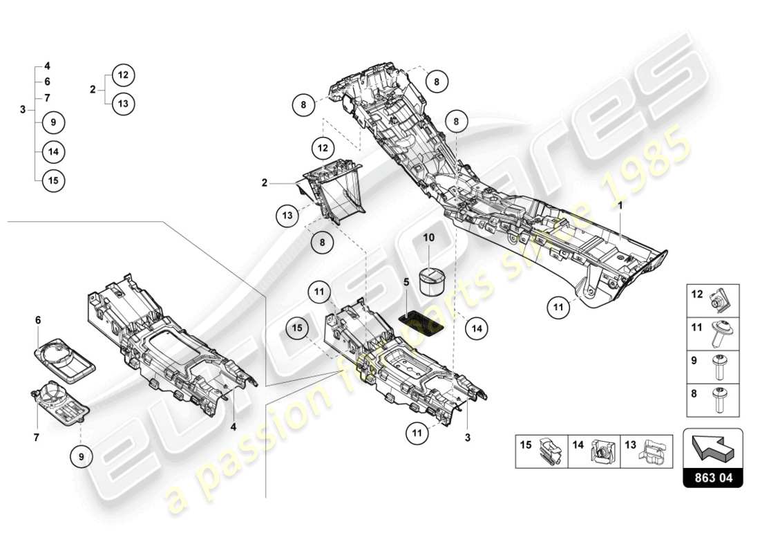 lamborghini tecnica (2024) tunnel diagramma delle parti