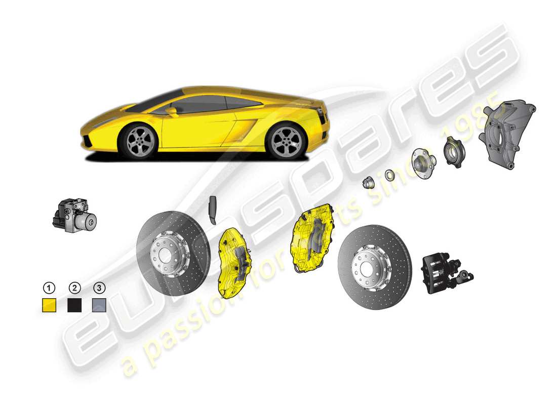 lamborghini gallardo spyder (accessories) kit retrofit per freno in ceramica schema delle parti