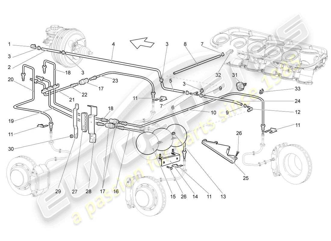 lamborghini gallardo coupe (2005) schema delle parti tubo freno