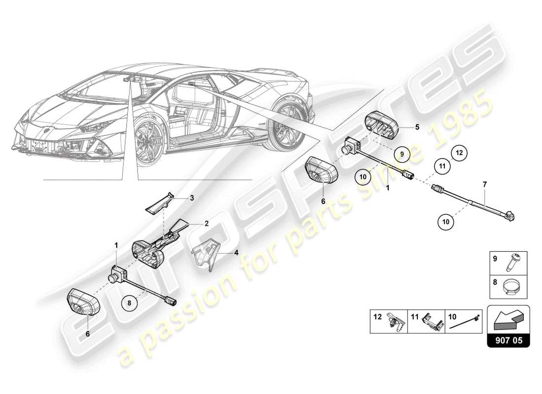 lamborghini 2023 (tecnica) parti elettriche per impianto videoregistrazione e telemetria diagramma delle parti