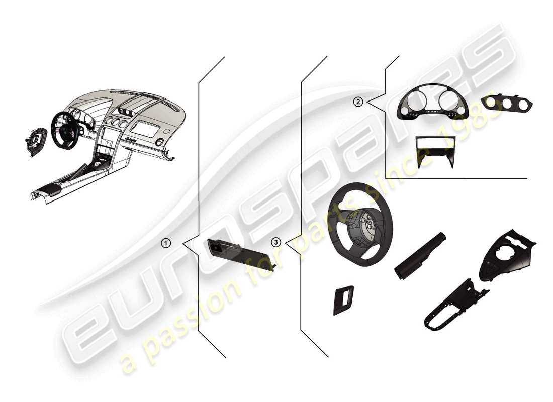 lamborghini blancpain sts (accessories) pacchetto retrofit in carbonio schema delle parti