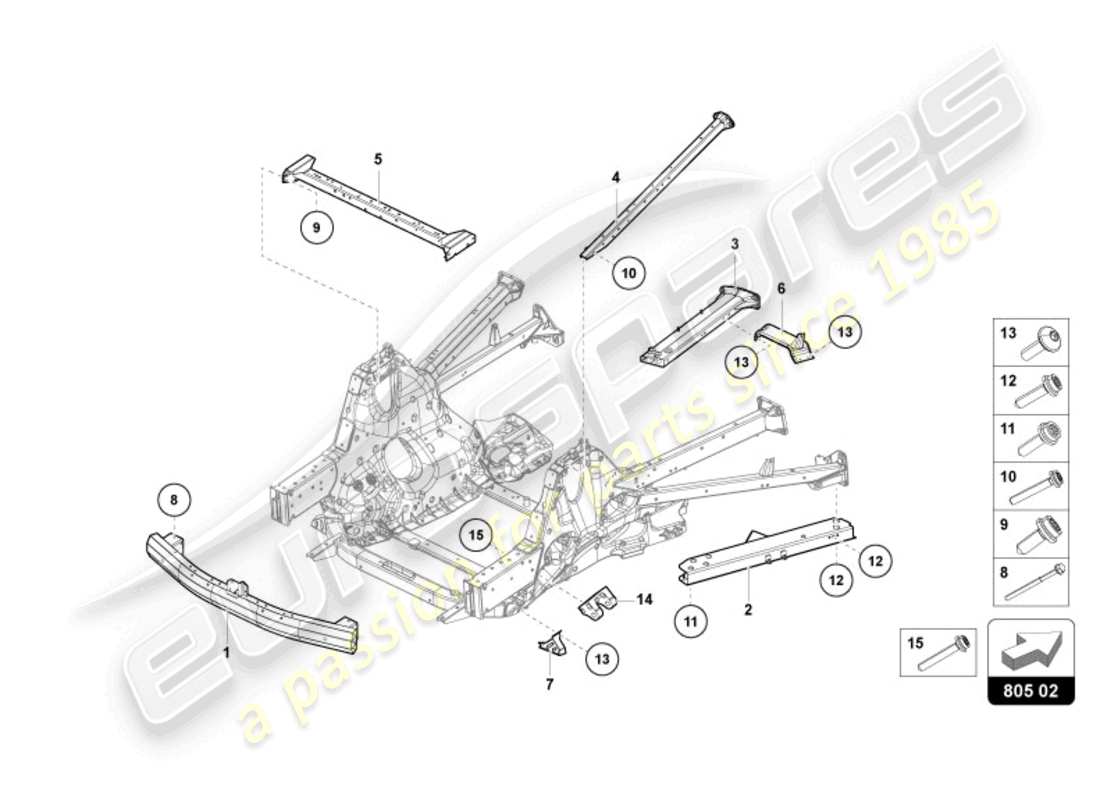 lamborghini revuelto coupe (2024) telaio posteriore diagramma delle parti