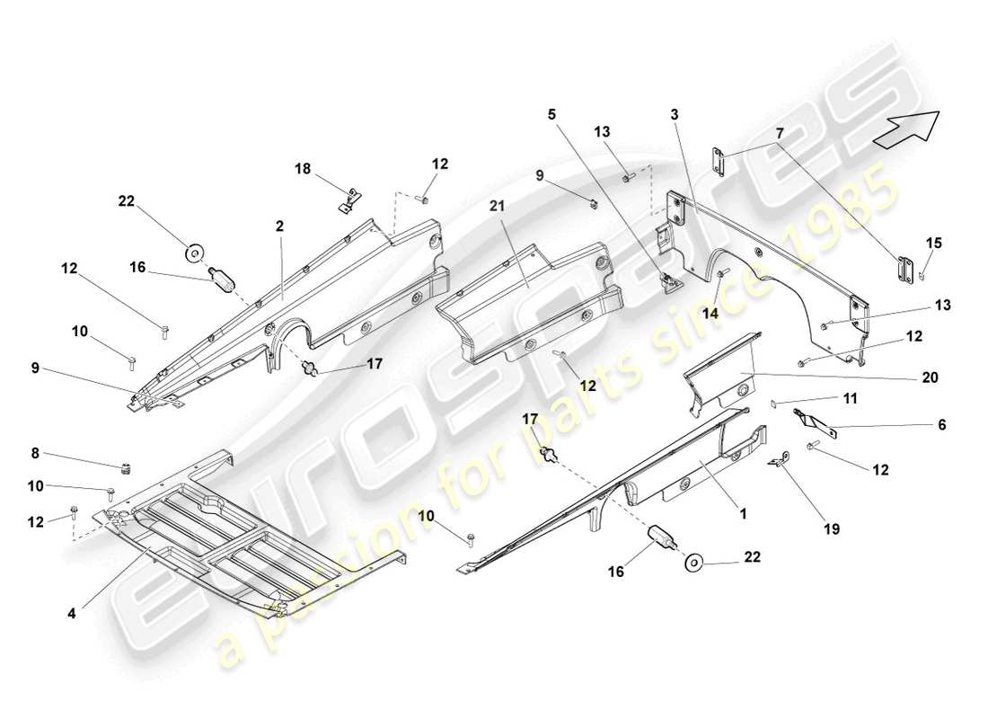 lamborghini superleggera (2008) copertura vano motore schema delle parti