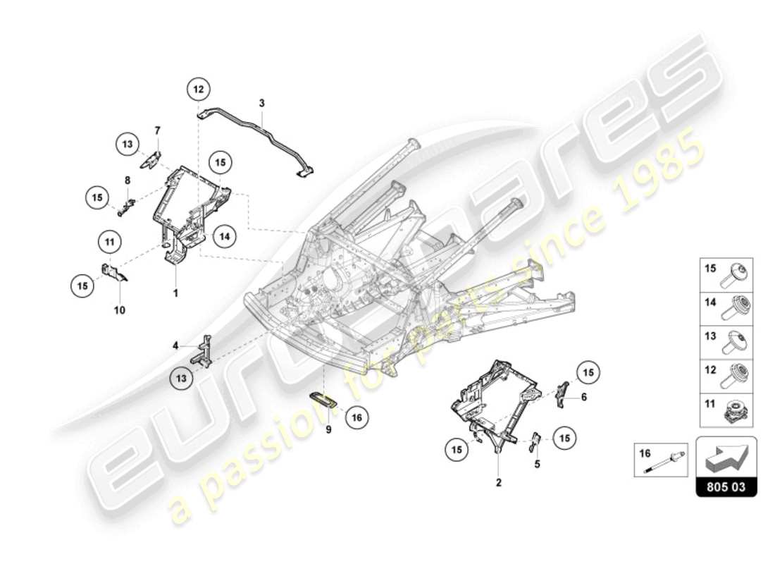lamborghini revuelto coupe (2024) telaio posteriore diagramma delle parti