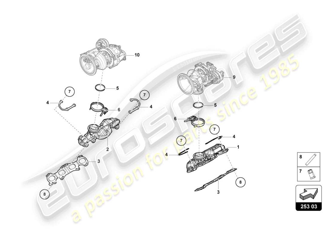 lamborghini urus (2020) collettori di scarico diagramma delle parti